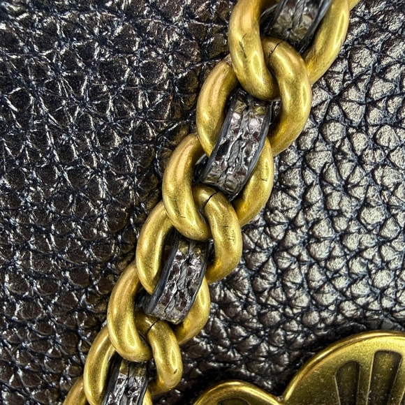 💥COACH - PARKER 18 IN SIGNATURE CANVAS WITH RIVETS AND SNAKESKIN DETAIL -45U583 - Picture 7 of 17